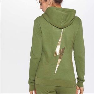Aviator Nation olive green gold bolt sweatshirt xs